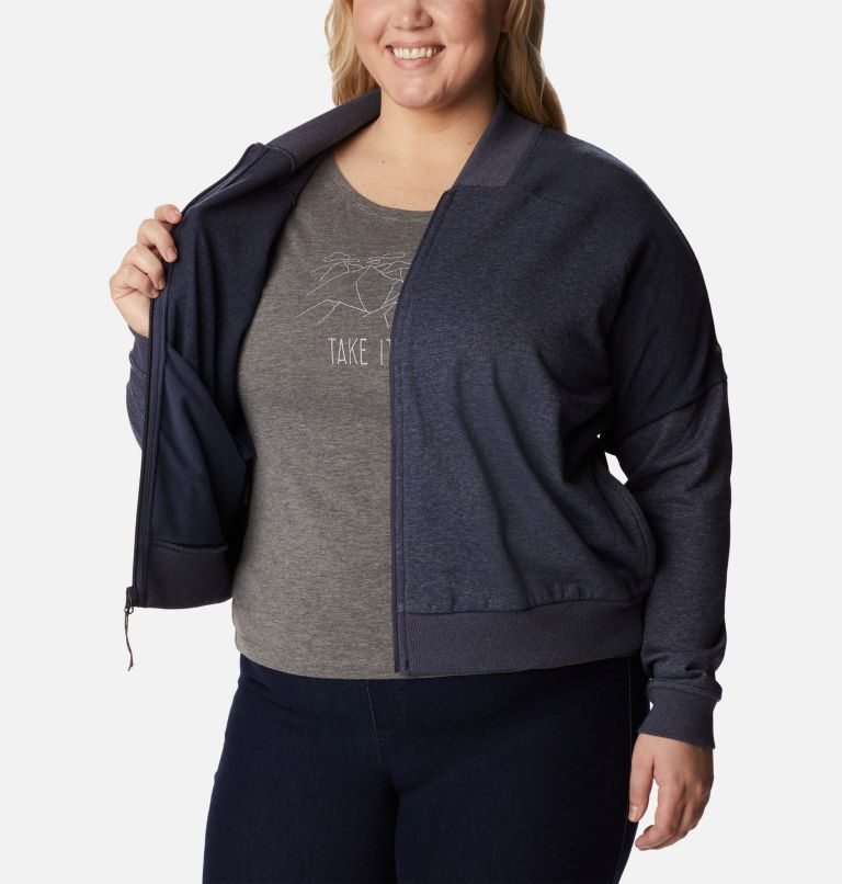 Jacheta Columbia Lodge French Terry Full Zip Dama Bleumarin | Plus Size FQ7QAM19S